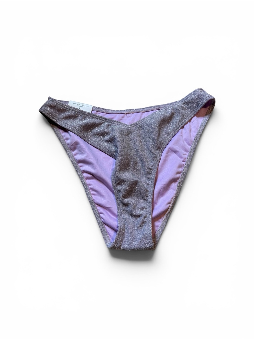 NWT Aeropostale shimmer bikini high leg cheeky bottoms purple small